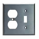 2-Gang Standard Combination Wall Plate, Toggle/Duplex, Plastic, White
