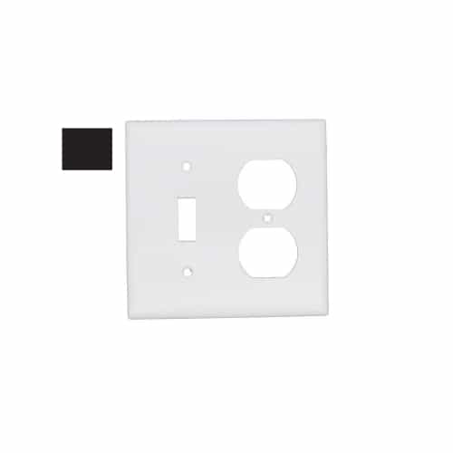 Aida 2-Gang Standard Combination Wall Plate, Toggle/Duplex, Plastic, Black