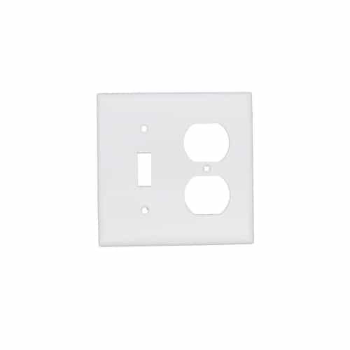 Aida 2-Gang Mid-Size Combination Wall Plate, Toggle/Duplex, Plastic, White