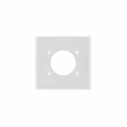 Aida 2-Gang Mid-Size Wall Plate, Power Outlet, Plastic, White