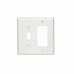 2-Gang Standard Combination Wall Plate, Toggle/Decora, Plastic, White