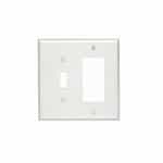2-Gang Standard Combination Wall Plate, Toggle/Decora, Plastic, Ivory