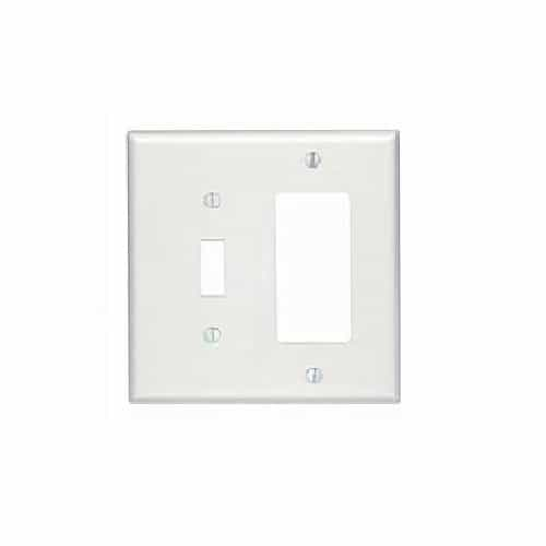 Aida 2-Gang Standard Combination Wall Plate, Toggle/Decora, Plastic, Ivory