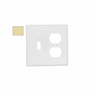2-Gang Standard Toggle Switch & Duplex Outlet Combo Wall Plate, Ivory