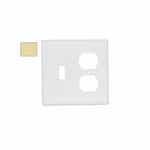 2-Gang Combination Wall Plate, Toggle/Duplex, Thermoset, Ivory