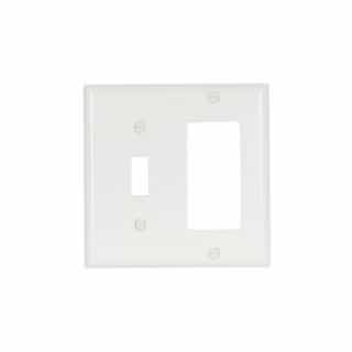 2-Gang Standard Toggle Switch & Decora Outlet Combo Wall Plate, White