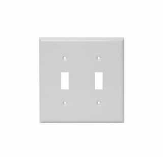 2-Gang Medium Metal Toggle Switch Wall Plate, White