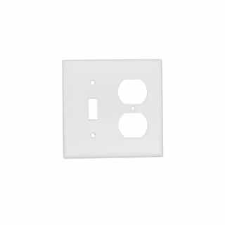 2-Gang Metal Toggle & Duplex Outlet Wall Plate, White