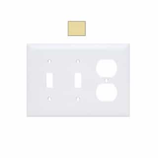 3-Gang Jumbo Metal Toggle & Duplex Outlet Wall Plate, White