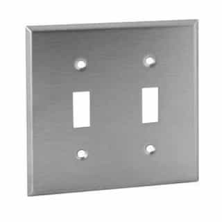 2-Gang Toggle Switch Wall Plate, Stainless Steel