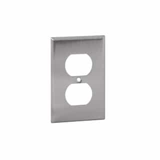 1-Gang Duplex Outlet Wall Plate, Stainless Steel