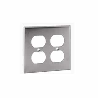 2-Gang Duplex Outlet Wall Plate, Stainless Steel