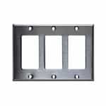 3-Gang Wall Plate, Decora, Stainless Steel
