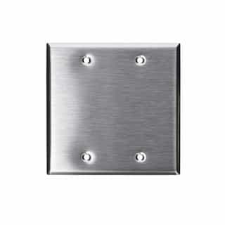 2-Gang Blank Wall Plate, Stainless Steel