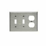 3-Gang Combination Wall Plate, Duplex & Toggle, Stainless Steel