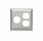 Aida 2-Gang Single & Duplex Outlet Combo Wall Plate, Stainless Steel