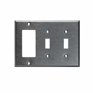 3-Gang Decora & Toggle Combo Wall Plate, Stainless Steel