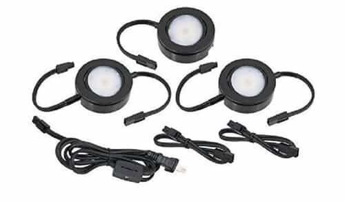 American Lighting 4.3W MVP LED Puck Lights, Dimmable, 200 lm, 120V, 2700K, Black, Three Puck Kit