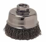 Crimped Wire Cup Brush, 3 in Dia., 5/8-11 Arbor, 0.014 in Carbon Steel