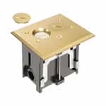 Adjustable Floor Box w/ Threaded Plug & Receptacle, Rectangular, Brass