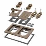 2-Gang Frame Kit w/ Flip Lids & Receptacle for Gangable Box, Metal, BR