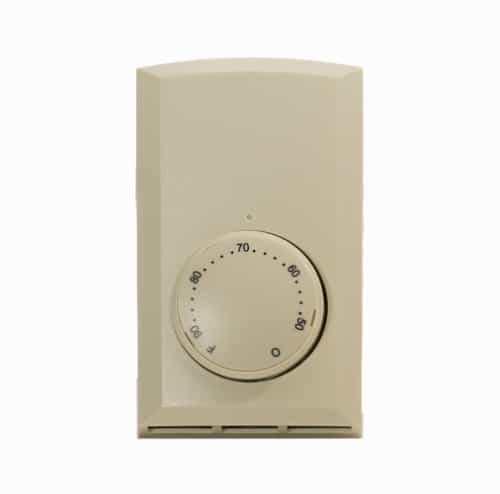 Cadet Double Pole Wall Mount Thermostat, Non-Programmable, 22 Amp, Almond