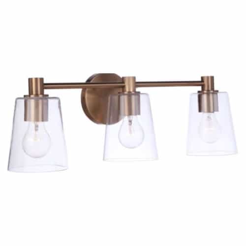 Craftmade Emilio Vanity Light Fixture w/o Bulbs, 3 Lights, E26, Satin Brass