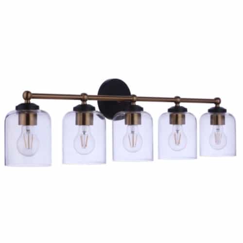 Craftmade Coppa Vanity Light Fixture w/o Bulbs, 5 Lights, Flat Black/Satin Brass