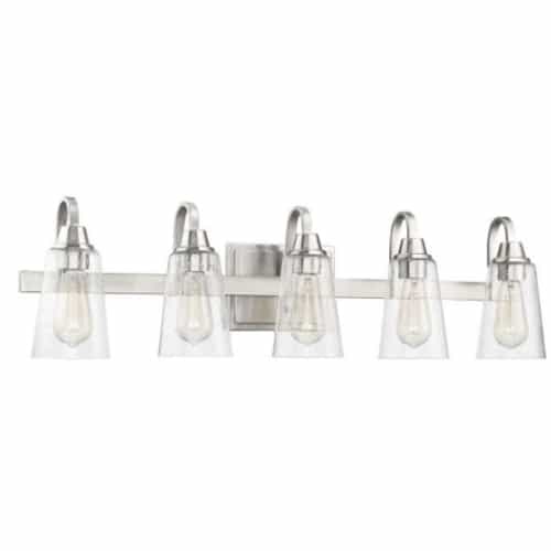Craftmade Grace Vanity Light Fixture w/o Bulbs, 5 Lights, Nickel & Seeded Glass