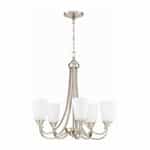 Grace Chandelier w/o Bulbs, 5 Lights, Polished Nickel & Frosted Glass
