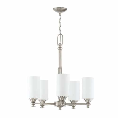 Craftmade Dardyn Chandelier w/o Bulbs, 5 Lights, E26, Nickel & Frosted White