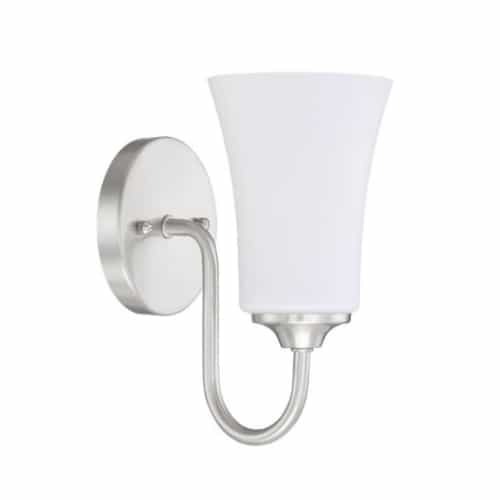 Craftmade Gwyneth Wall Sconce Fixture w/o Bulb, 1 Light, Nickel/White Glass