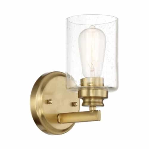 Craftmade Bolden Wall Sconce Fixture w/o Bulb, 1 Light, Satin Brass/Clear Glass