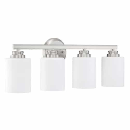 Craftmade Bolden Vanity Light Fixture w/o Bulbs, 4 Lights, Nickel/White Glass