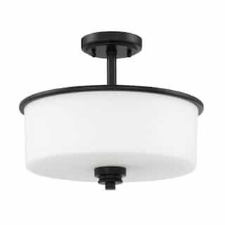 Craftmade Bolden Semi Flush Fixture w/o Bulbs, 2 Lights, Flat Black/White Glass