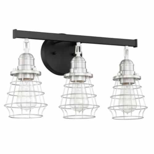 Craftmade Thatcher Vanity Light Fixture w/o Bulbs, 3 Lights, Flat Black/Nickel