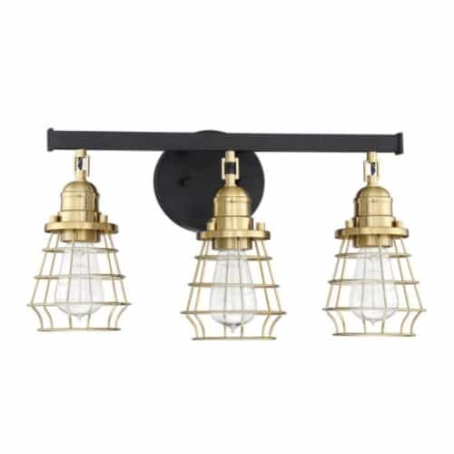 Craftmade Thatcher Vanity Light Fixture w/o Bulbs, 3 Lights, Flat Black/Brass