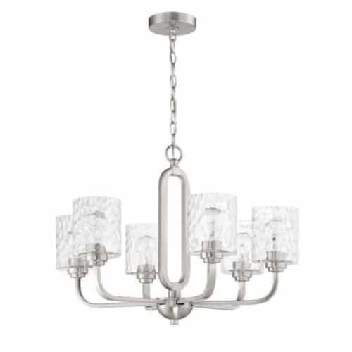 Craftmade Collins Chandelier Fixture w/o Bulbs, 6 Lights, E26, Polished Nickel