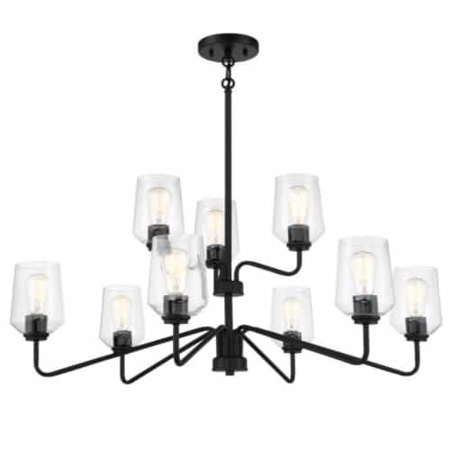 Craftmade Shayna Chandelier Fixture w/o Bulbs, 9 Lights, E26, Flat Black