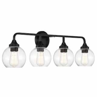 Glenda Vanity Light Fixture w/o Bulbs, 4 Lights, E26, Flat Black