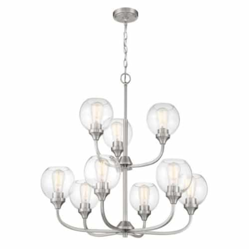 Craftmade Glenda Chandelier Fixture w/o Bulbs, 9 Lights, E26, Polished Nickel