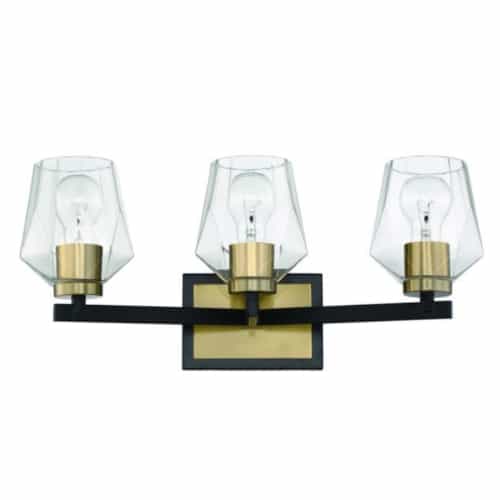 Craftmade Avante Grand Vanity Light Fixture w/o Bulbs, 3 Lights, Black/Brass