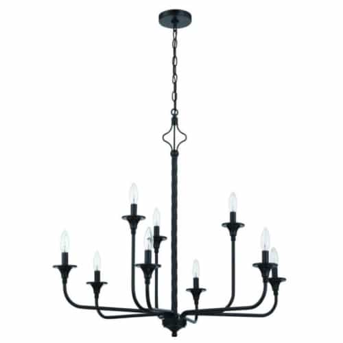 Craftmade Jolenne Chandelier Fixture w/o Bulbs, 9 Lights, E12, Flat Black