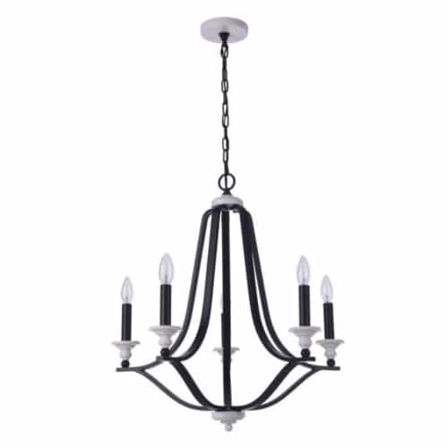 Craftmade Esme Chandelier Fixture w/o Bulbs, 5 Lights, E12, Black/White