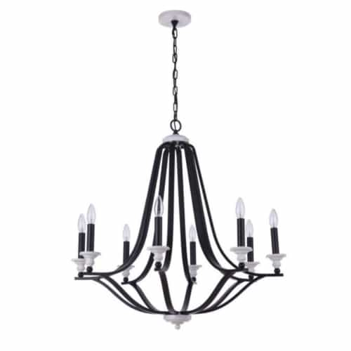 Craftmade Esme Chandelier Fixture w/o Bulbs, 8 Lights, E12, Black/White