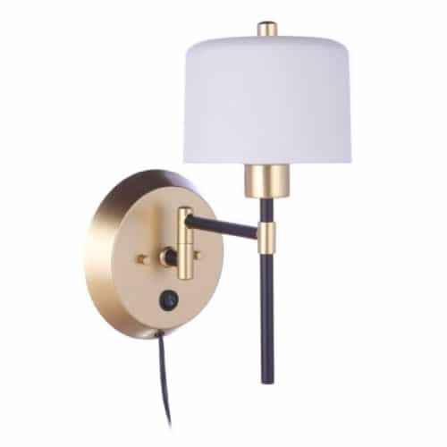 Craftmade Wentworth Swing Arm Wall Sconce Fixture w/o Bulb, E26, Black/Gold