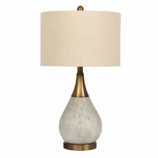 Concrete and Metal Base Table Lamp Fixture w/o Bulb, Antique Brass