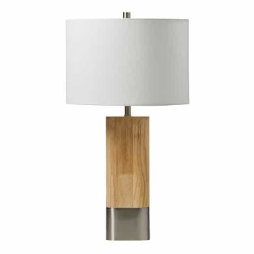 Craftmade Wood and Metal Base Table Lamp Fixture w/o Bulb, Natural Wood/Nickel