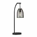 Faux Wood and Metal Table Lamp Fixture w/o Bulb, Wood/Black