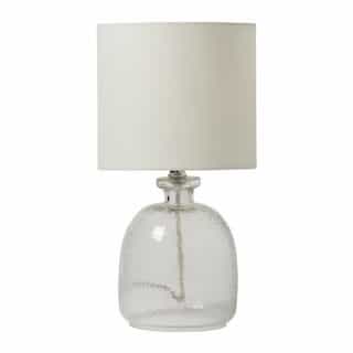 Textured Clear Glass Base Table Lamp Fixture w/o Bulb, White/Nickel